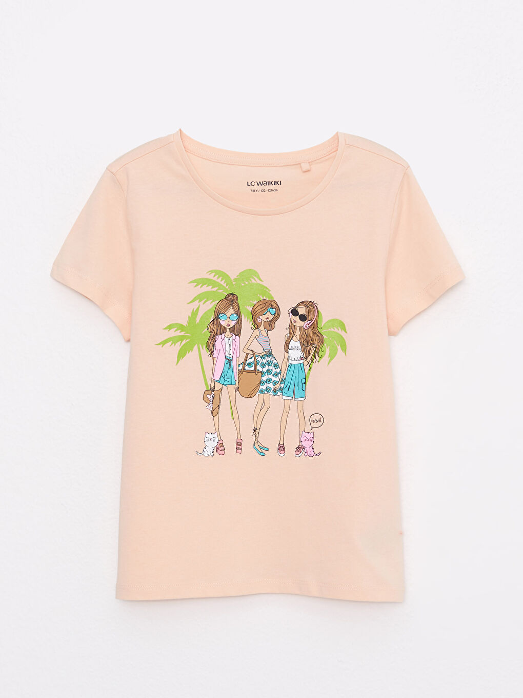 LCW Kids Rundhalsausschnitt Bedrucktes Kurzarm Baumwolle Mädchen T-Shirt -S2HS97Z4-FSP