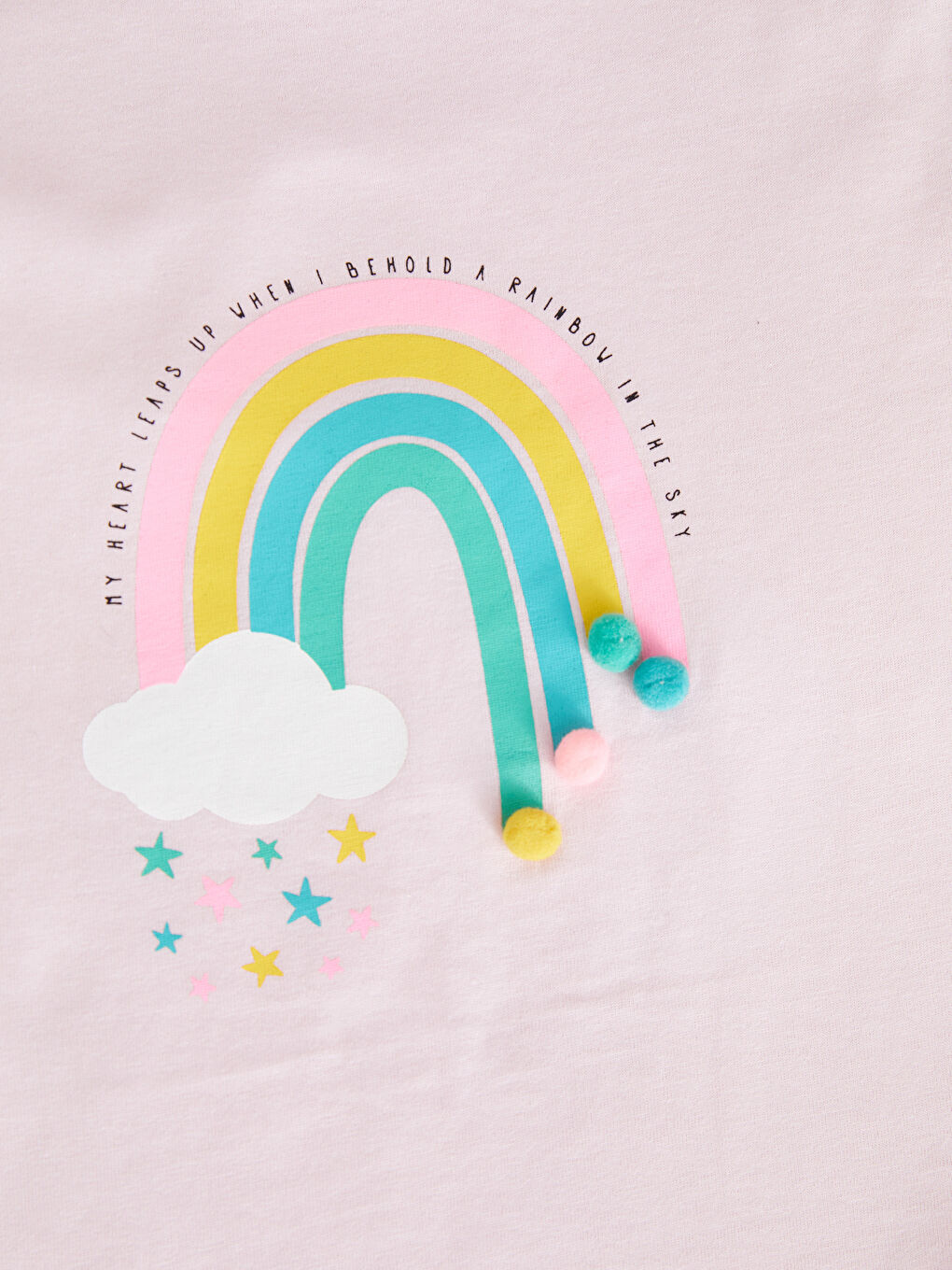 Pembe Bisiklet Yaka Baskılı Kısa Kollu Pamuklu Kız Çocuk Tişört-1