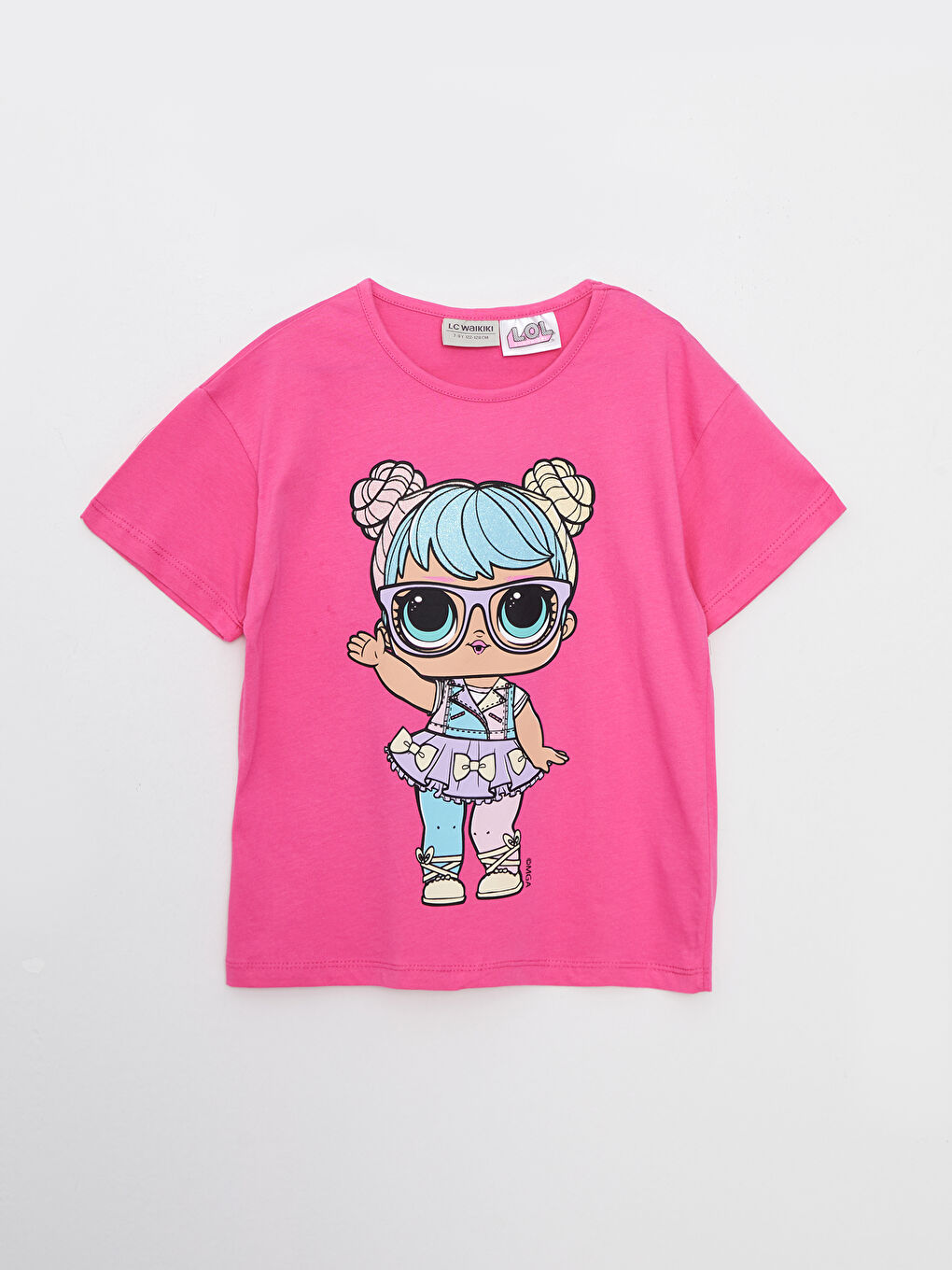 Pembe Bisiklet Yaka LOL Surprise OMG Lisanslı Kısa Kollu Kız Çocuk Tişört