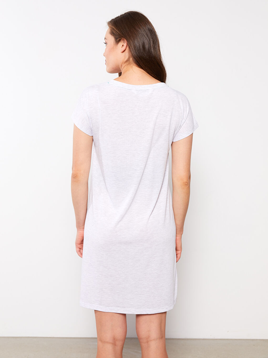 Cămașă de noapte pentru gravide cu mânecă scurtă, guler rotund, imprimată, cu funcția de alăptare-4