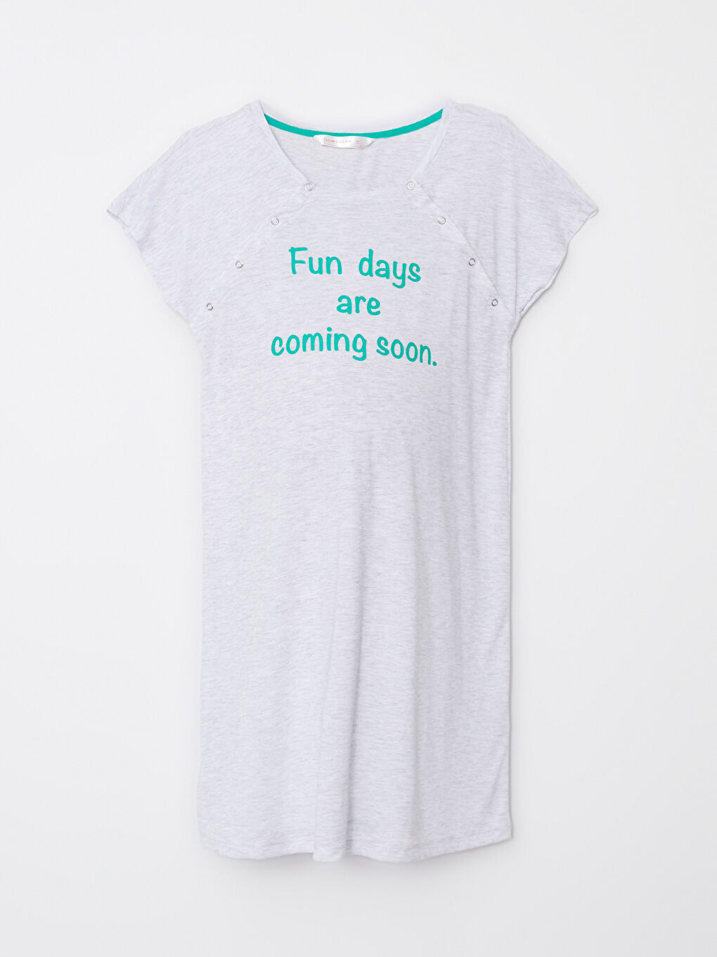 Cămașă de noapte pentru gravide cu mânecă scurtă, guler rotund, imprimată, cu funcția de alăptare-5