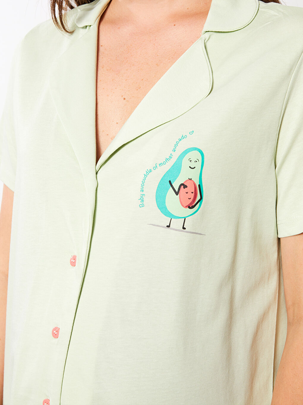 Shirt Neck Printed Short Sleeve Cotton Women's Pajama Set-3