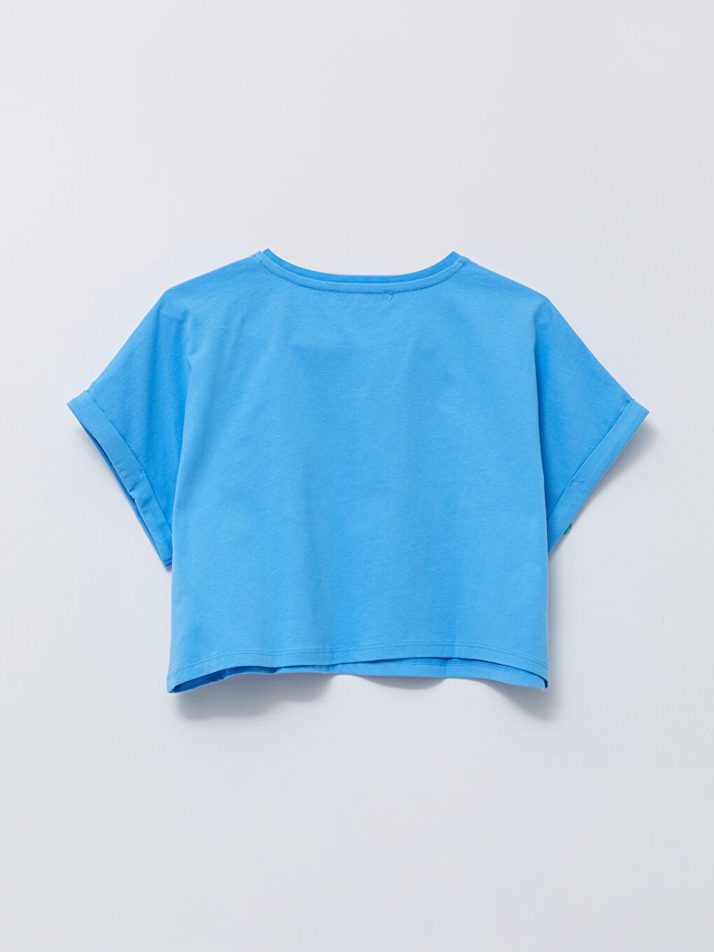 Crew Neck Printed Short Sleeve Cotton Crop T-Shirt-1
