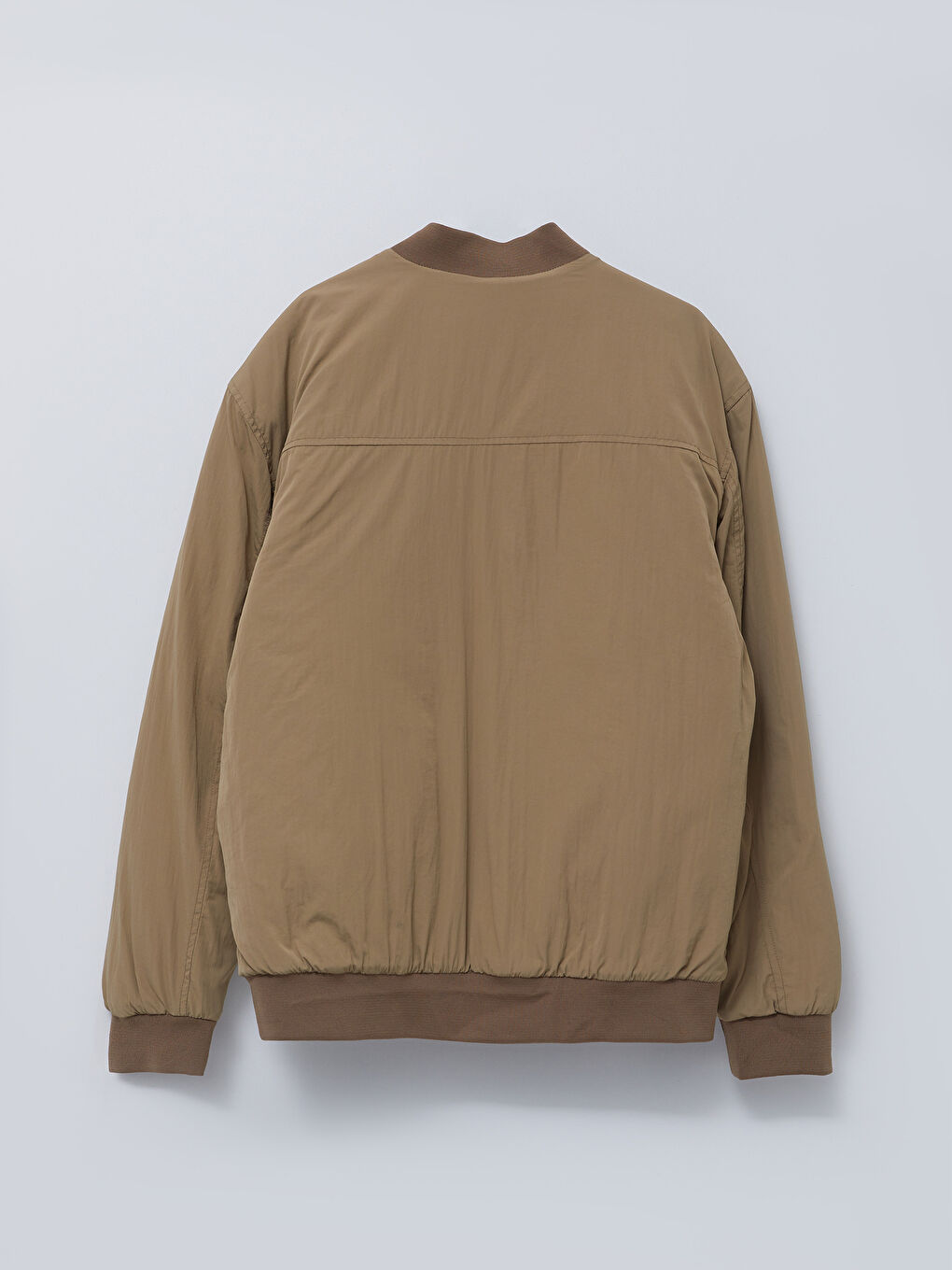 Kahverengi Standart Kalıp Kolej Yaka Erkek Bomber Mont-6