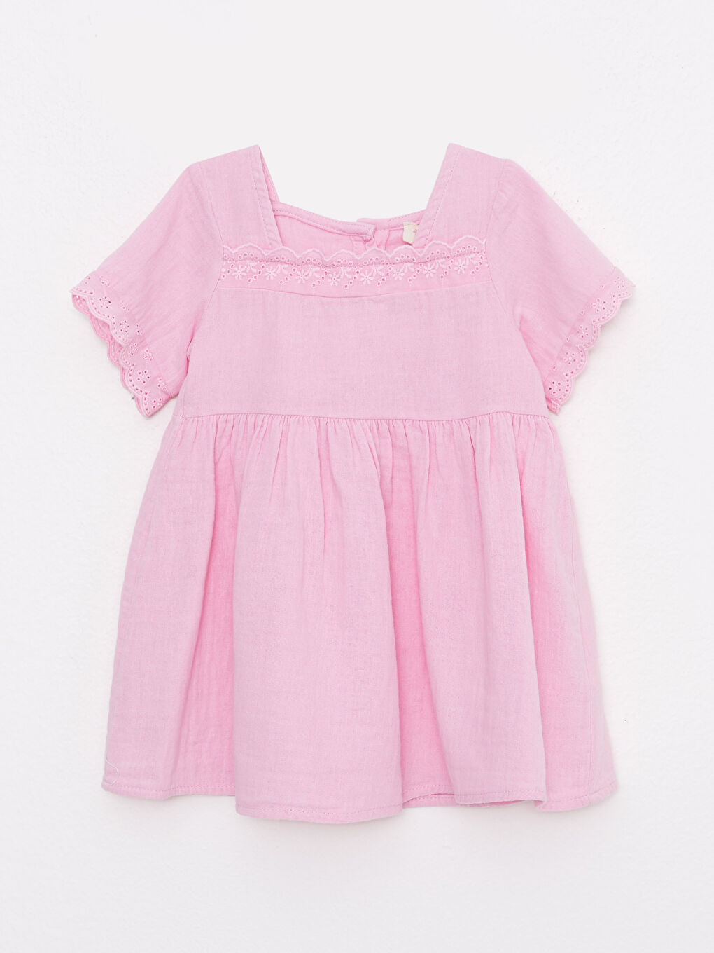 Square Collar Short Sleeve Baby Girl Dress