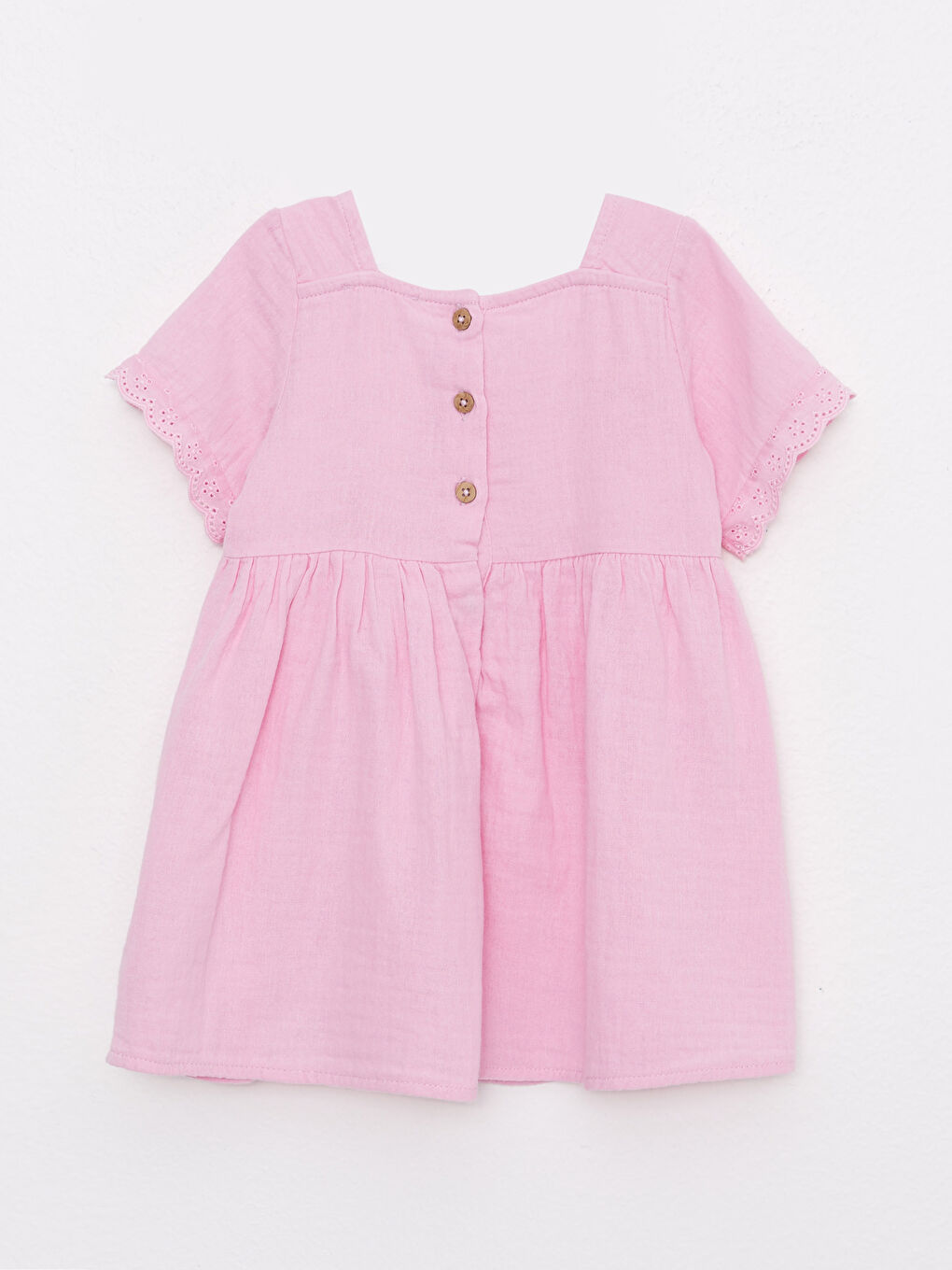 Square Collar Short Sleeve Baby Girl Dress-1