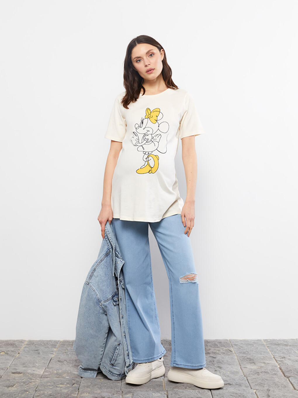 Crew Neck Minnie Mouse Printed Short Sleeve Cotton Maternity T-Shirt-1