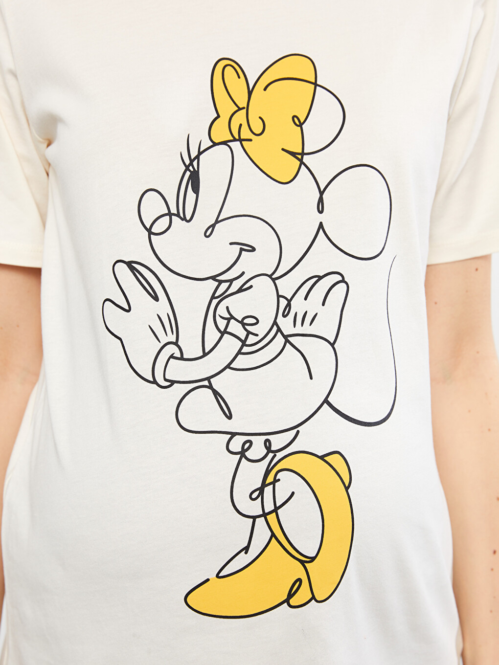 Crew Neck Minnie Mouse Printed Short Sleeve Cotton Maternity T-Shirt-3