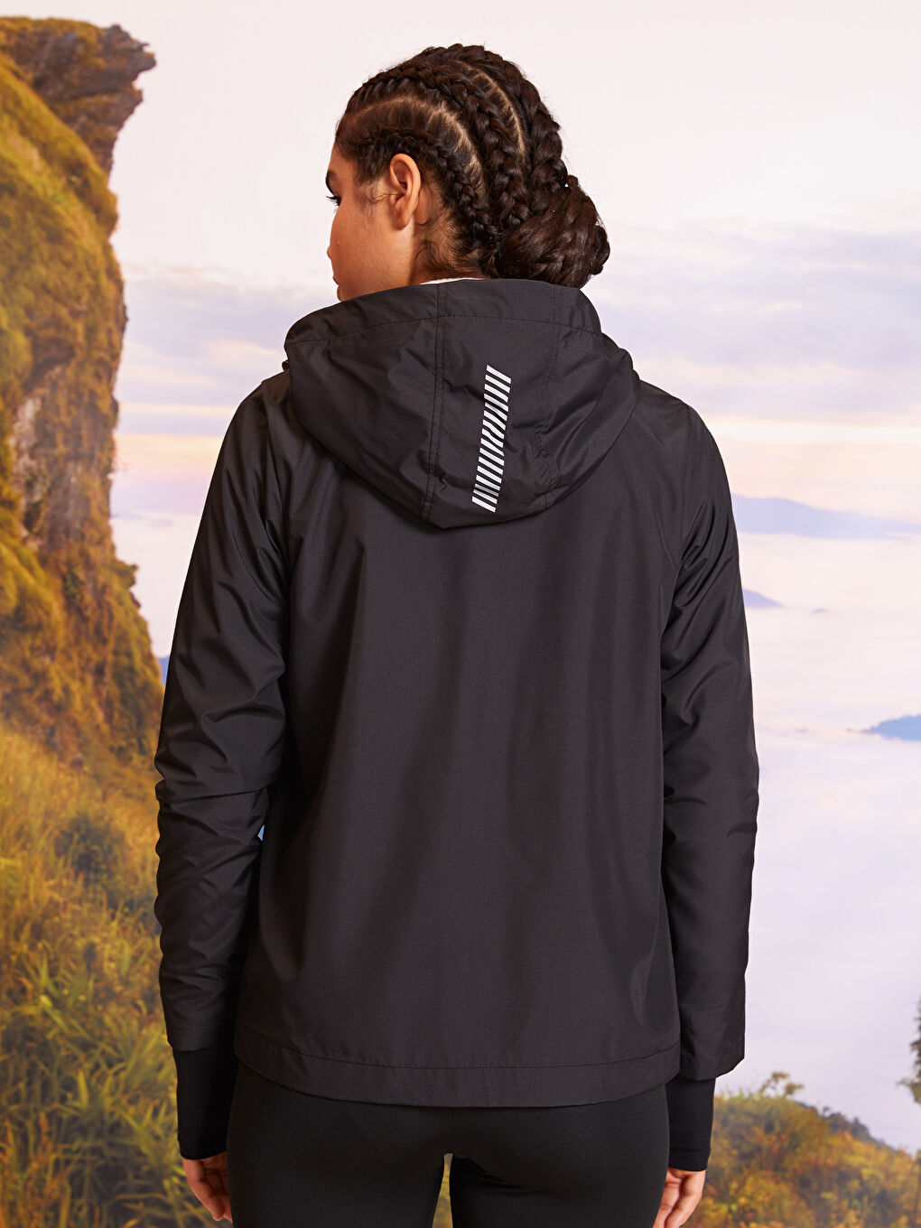 LCW OUTDOOR Hooded Printed Long Sleeve Women's Outdoor Raincoat -S2HT90Z8-CVL