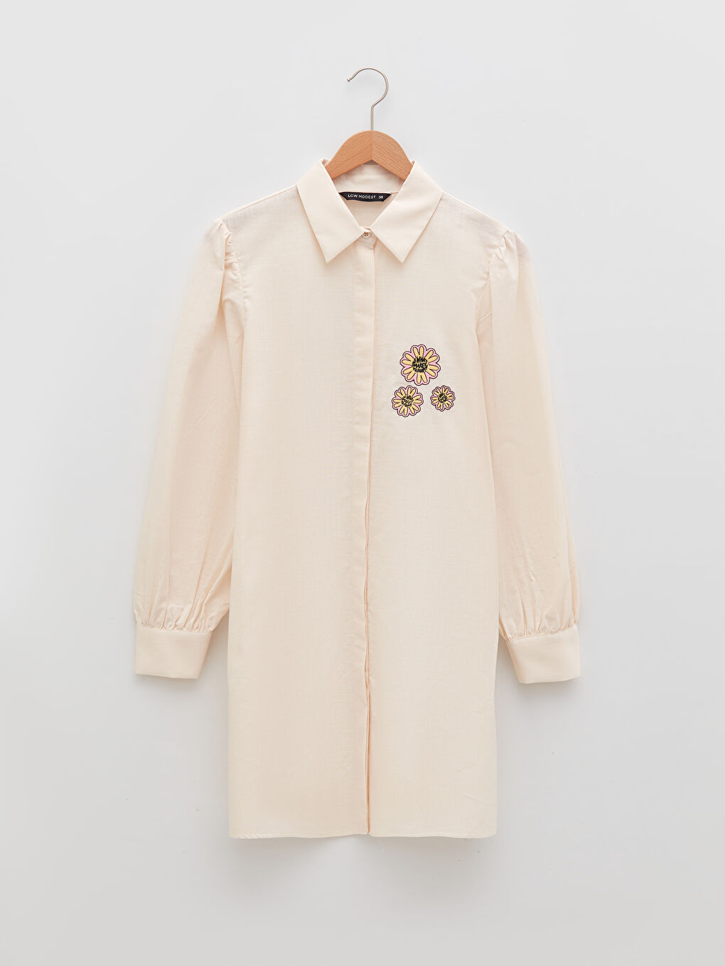 Bej Nakışlı Kadın Gömlek Tunik-5