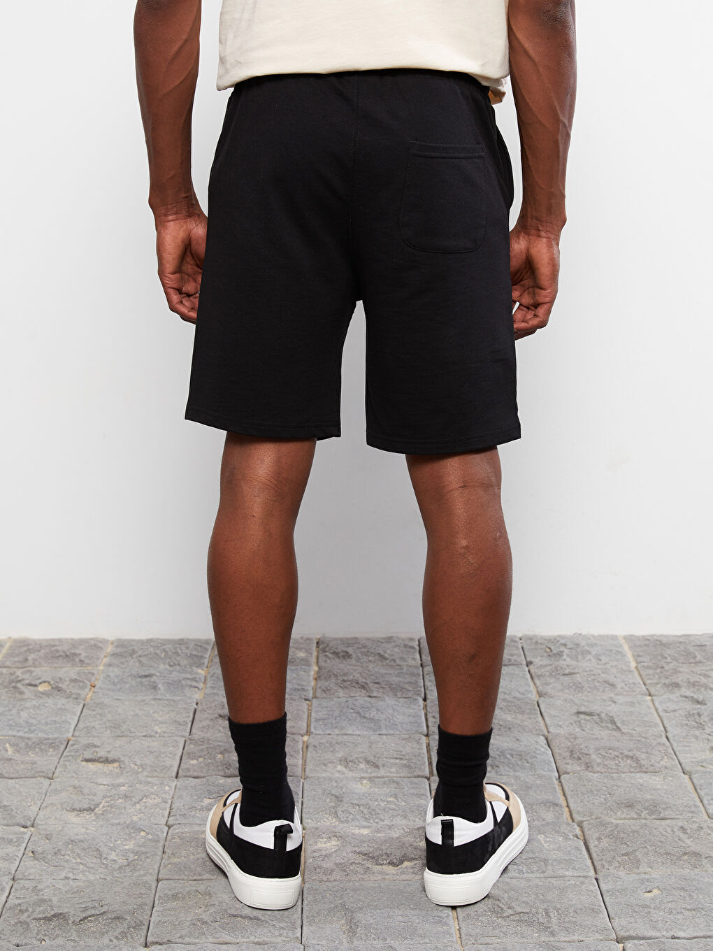 Standard Fit Men's Shorts with Waist Tie Detail-4