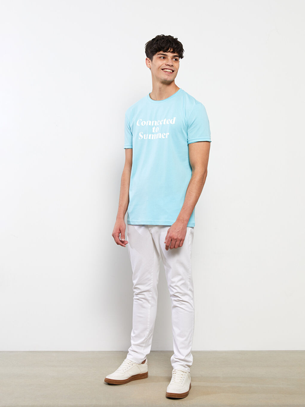 Turkuaz Bisiklet Yaka Kısa Kollu Baskılı Penye Erkek Tişört-5