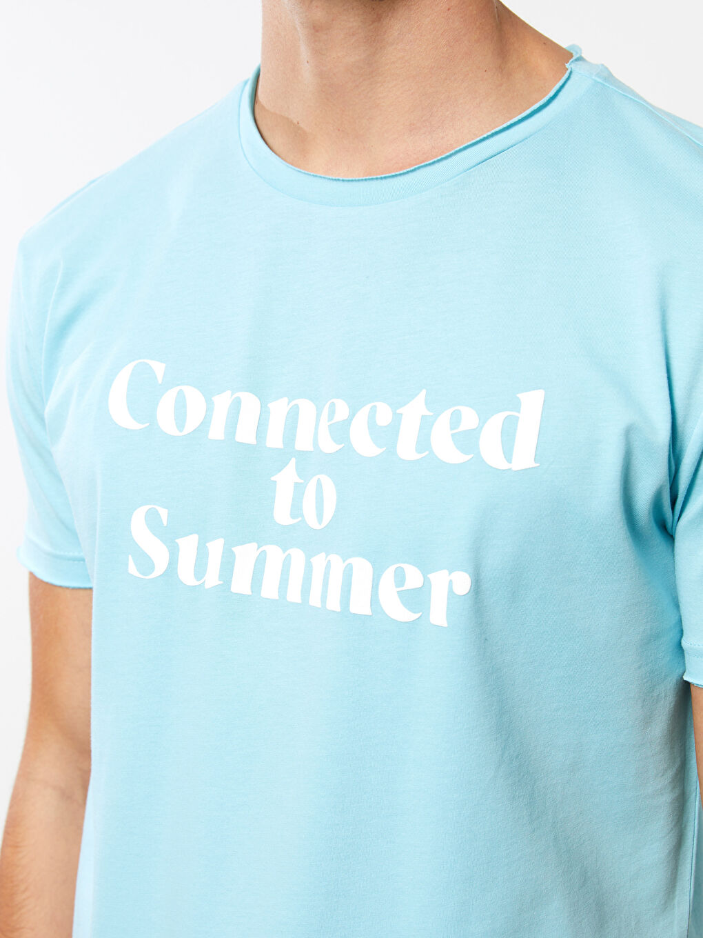 Turkuaz Bisiklet Yaka Kısa Kollu Baskılı Penye Erkek Tişört-7