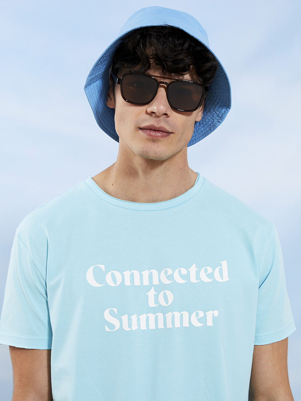 Turkuaz Bisiklet Yaka Kısa Kollu Baskılı Penye Erkek Tişört-2