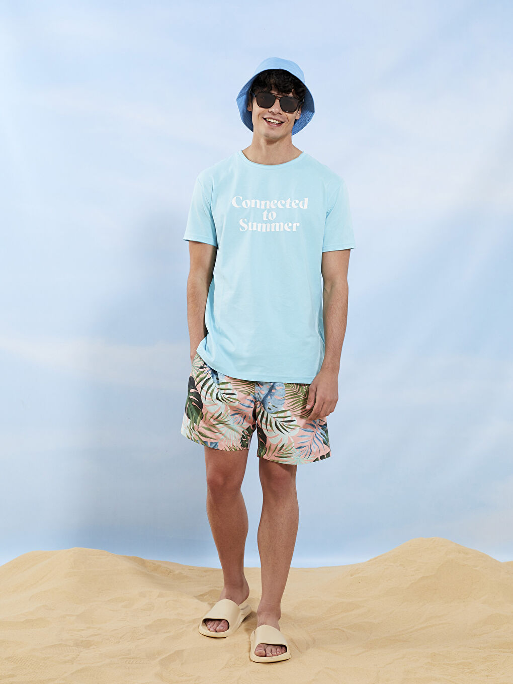 Turkuaz Bisiklet Yaka Kısa Kollu Baskılı Penye Erkek Tişört-4