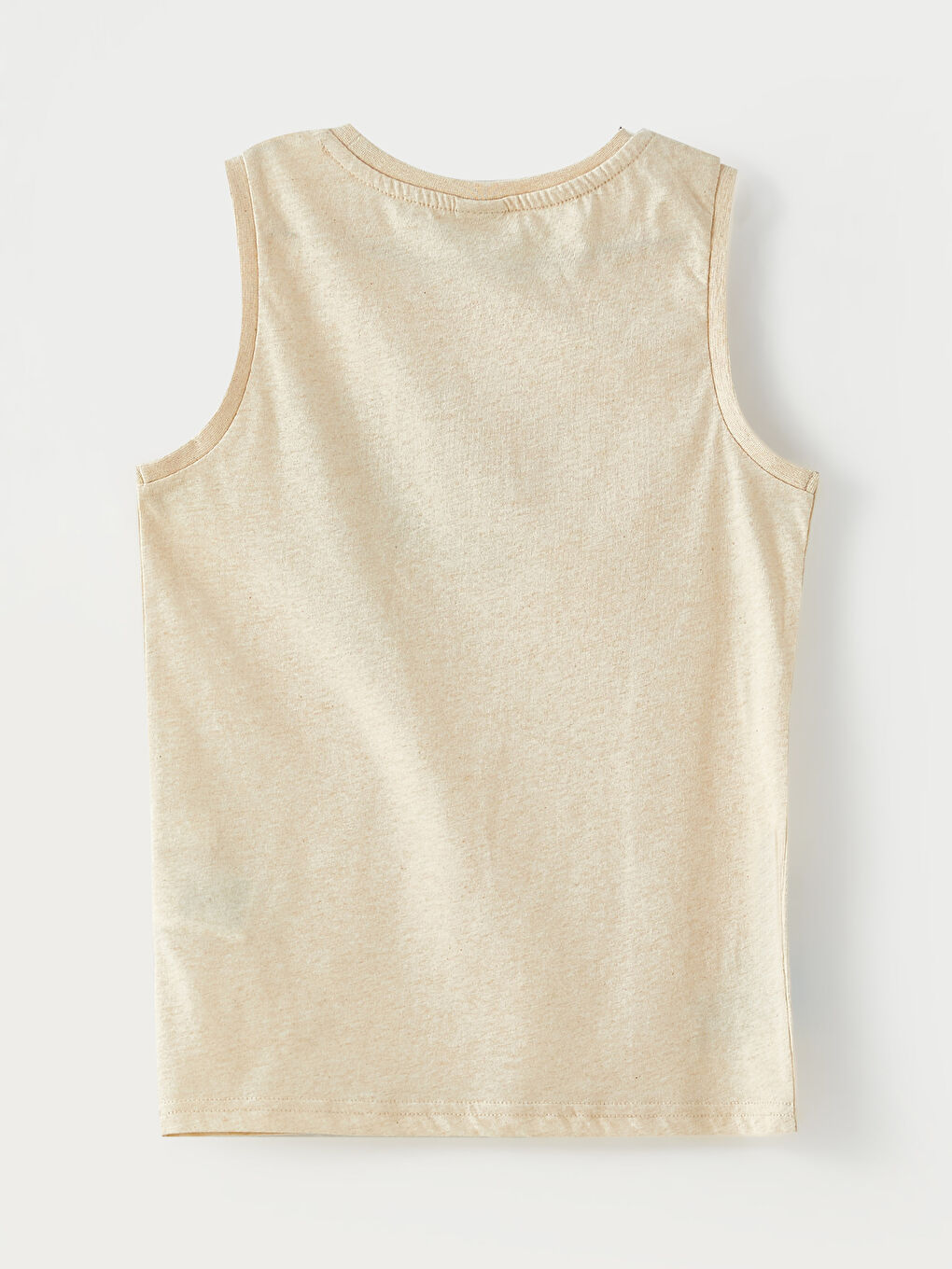 Bej Bisiklet Yaka Baskılı Pamuklu Erkek Çocuk Atlet-1