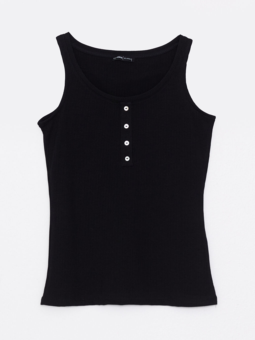 Siyah Kadın U Yaka Düz Kolsuz Atlet-5