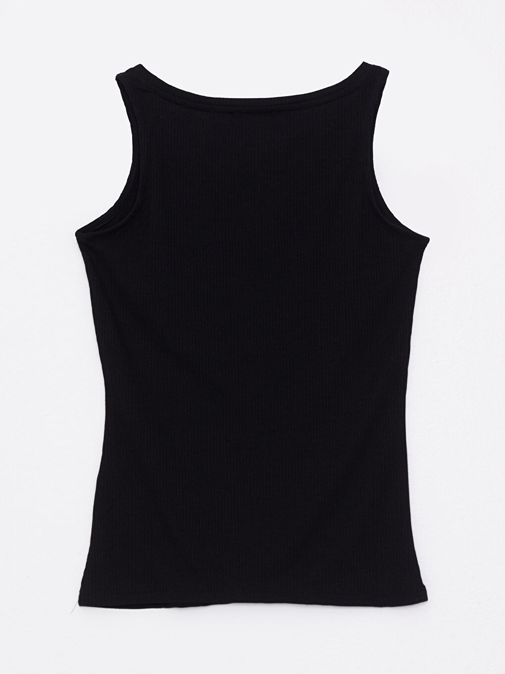 Siyah Kadın U Yaka Düz Kolsuz Atlet-6