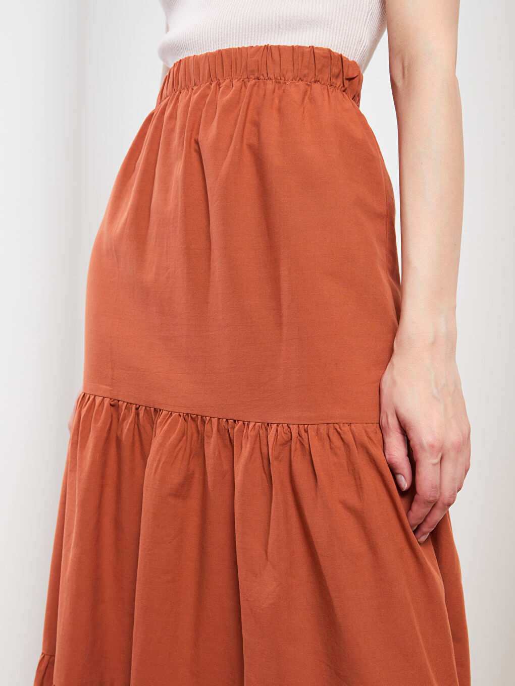 Elastic Waist Straight A-Line Poplin Women's Skirt -S2HU75Z8-S2V