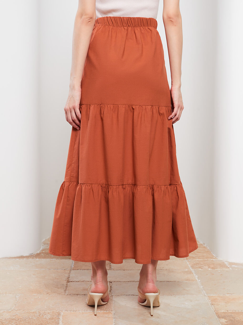Elastic Waist Straight A-Line Poplin Women's Skirt -S2HU75Z8-S2V