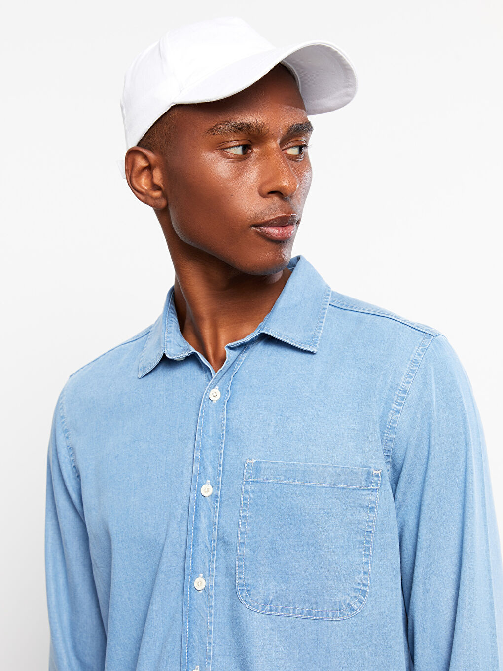 İndigo Regular Fit Uzun Kollu Erkek Jean Gömlek-3