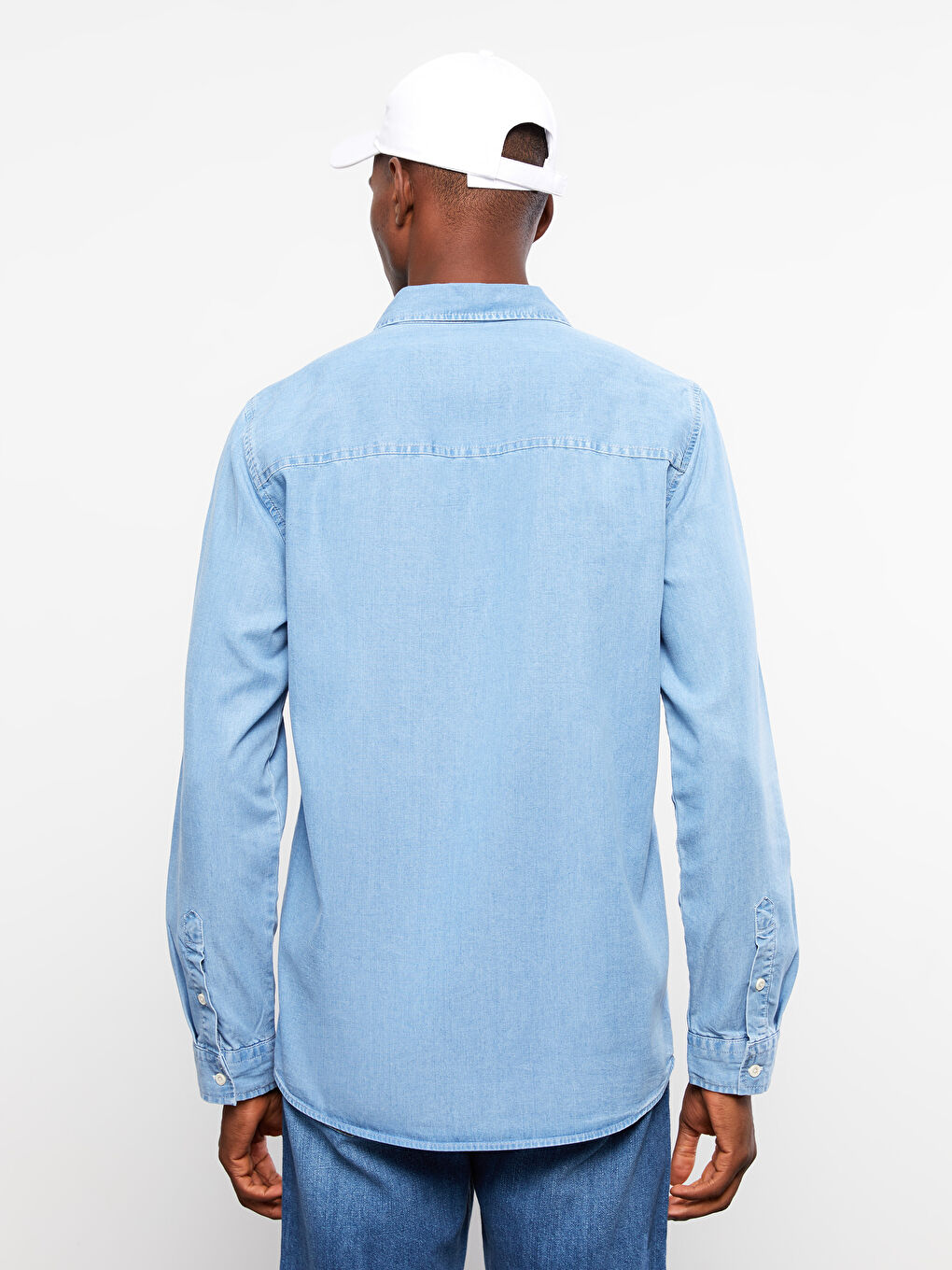 İndigo Regular Fit Uzun Kollu Erkek Jean Gömlek-5