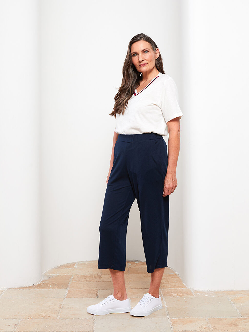 Elastic Waist Flat Pocket Detailed Women's Capri -S2HU87Z8-E1J