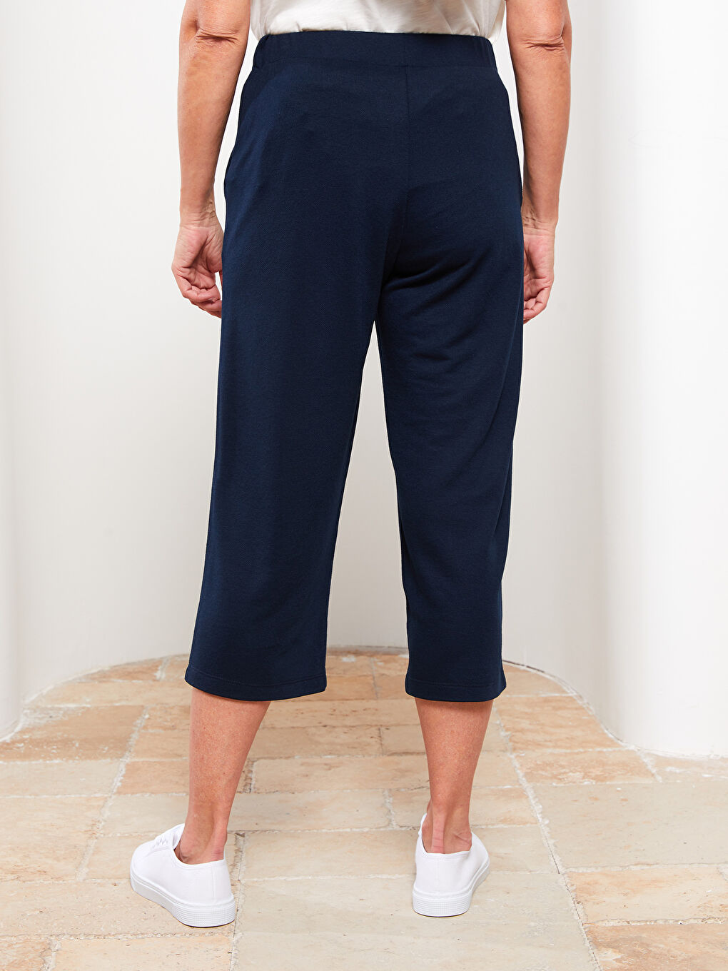 Elastic Waist Flat Pocket Detailed Women's Capri -S2HU87Z8-E1J