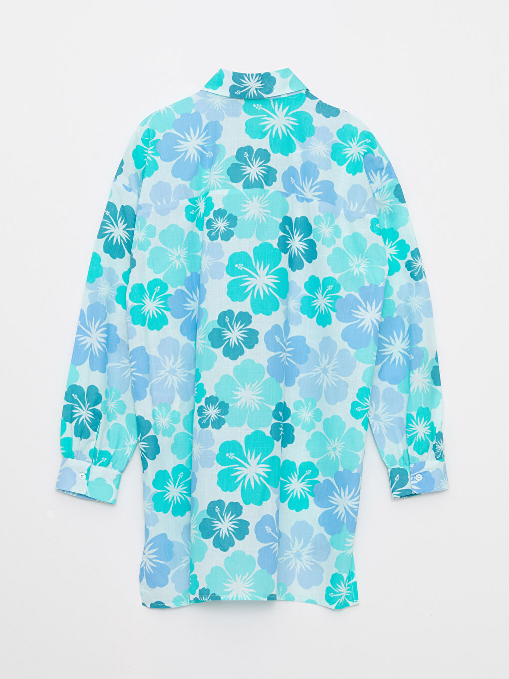 Yeşil Desenli Uzun Kollu Oversize Kadın Gömlek Tunik-6