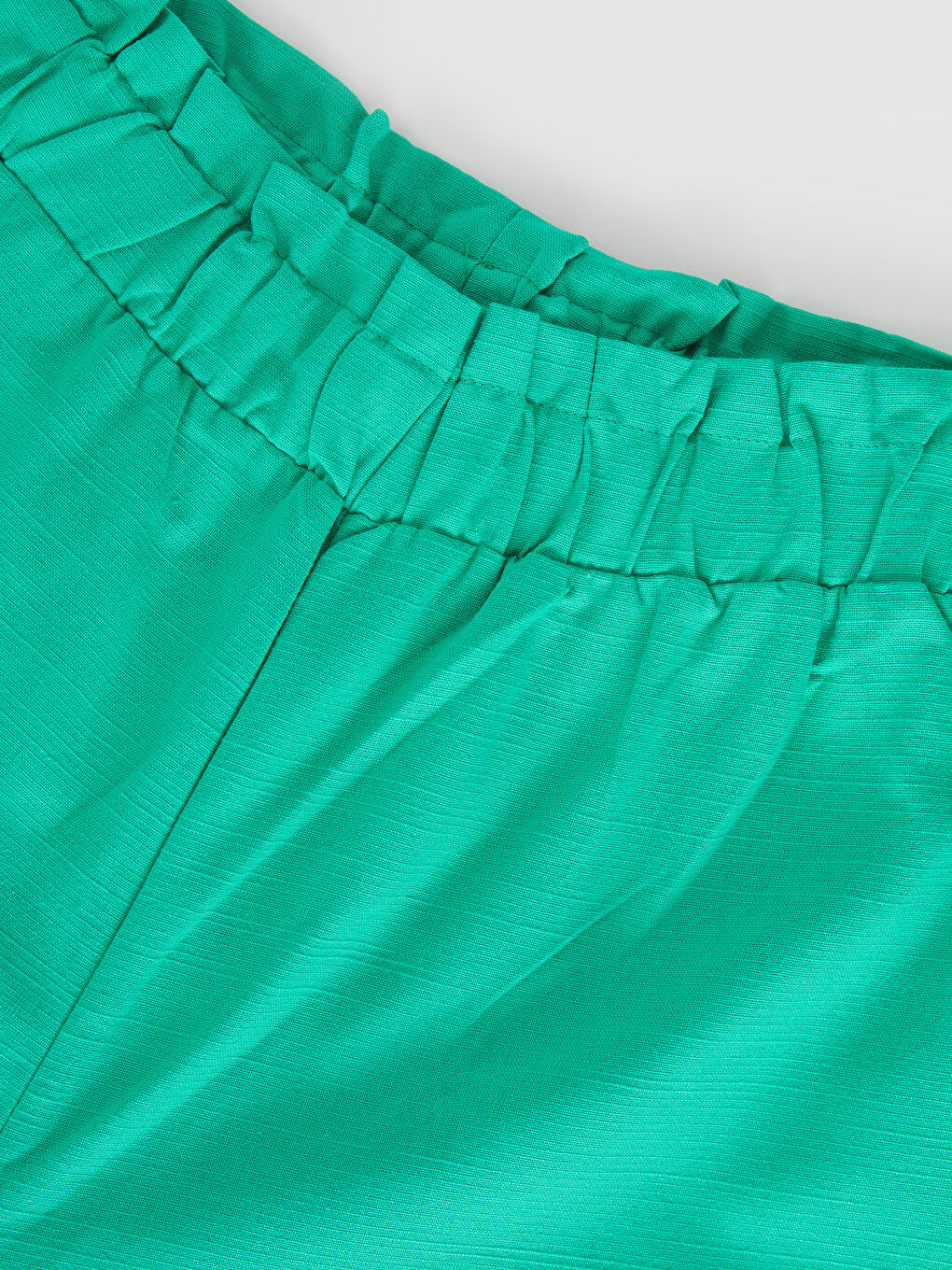 Yeşil Beli Lastikli Basic Geniş Paça Kız Çocuk Kapri-2