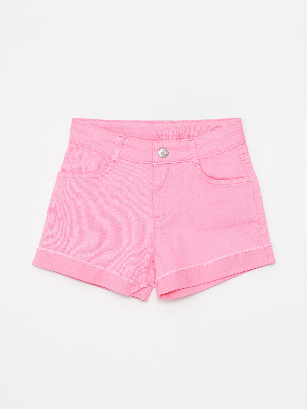 Pembe Basic Gabardin Kız Çocuk Şort-3
