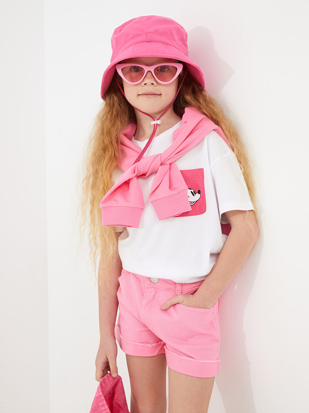 Pembe Basic Gabardin Kız Çocuk Şort