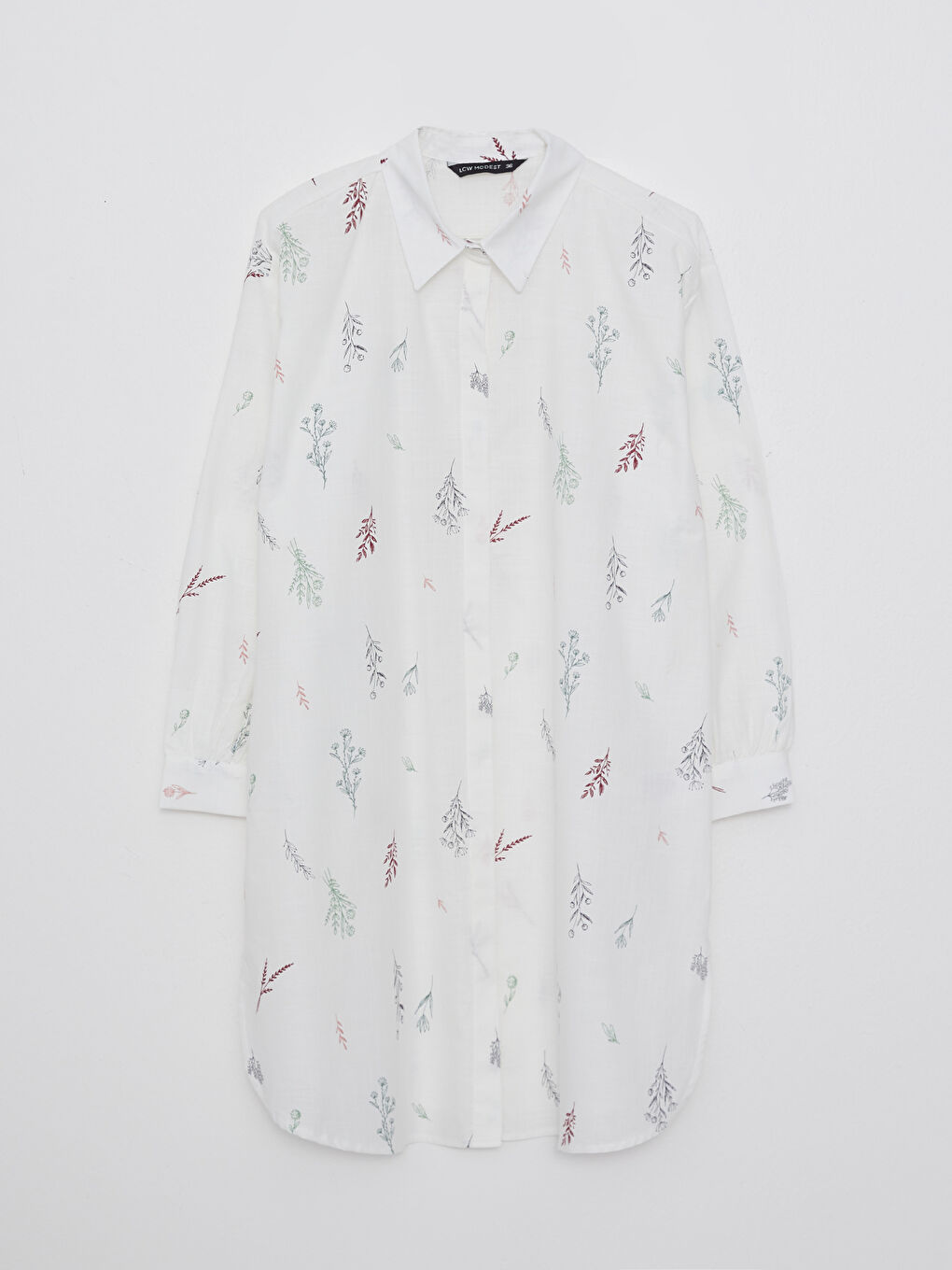 Floral Long Sleeve Poplin Women's Shirt Tunic-5