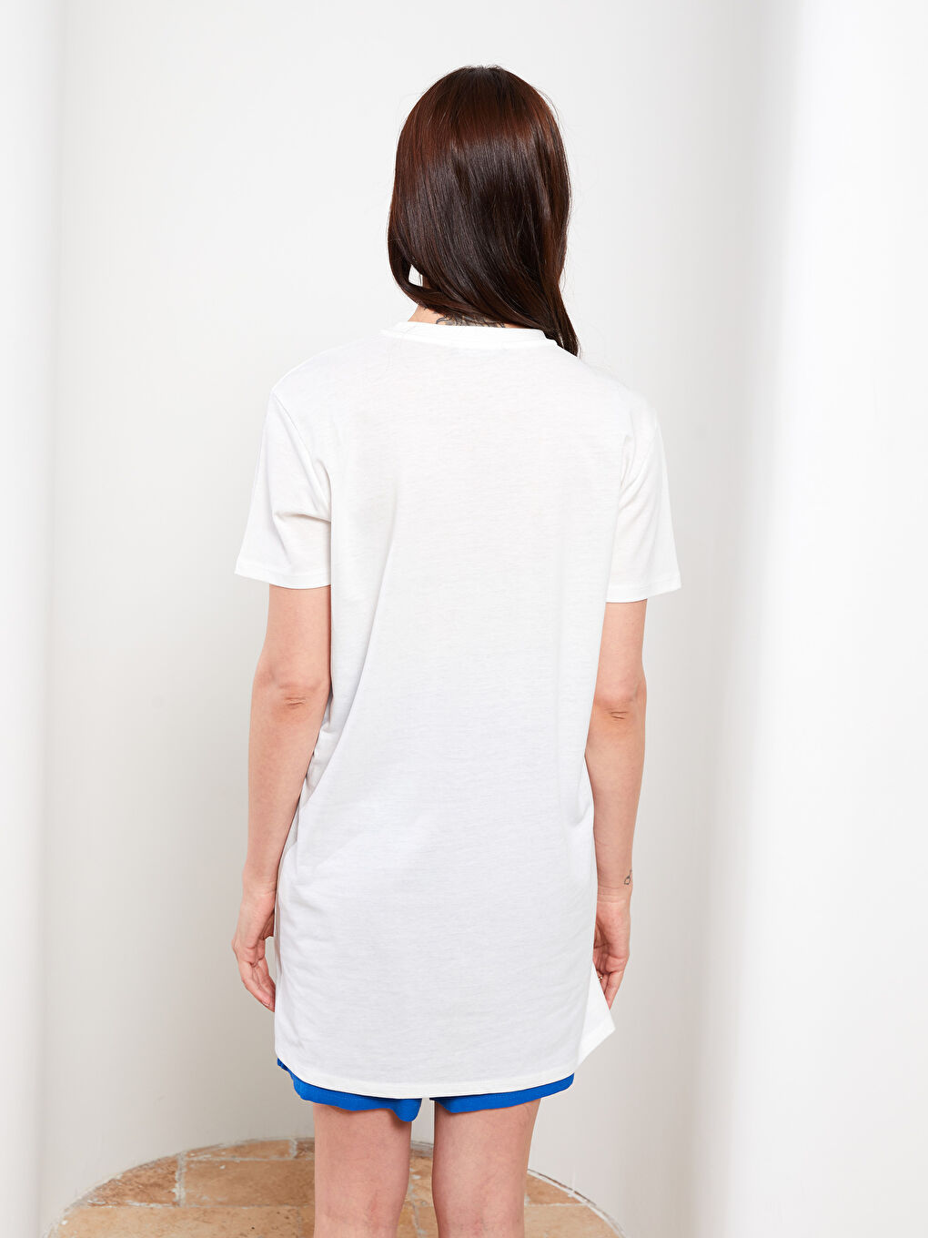 Crew Neck Printed Short Sleeve A-Line Maternity Tunic-4