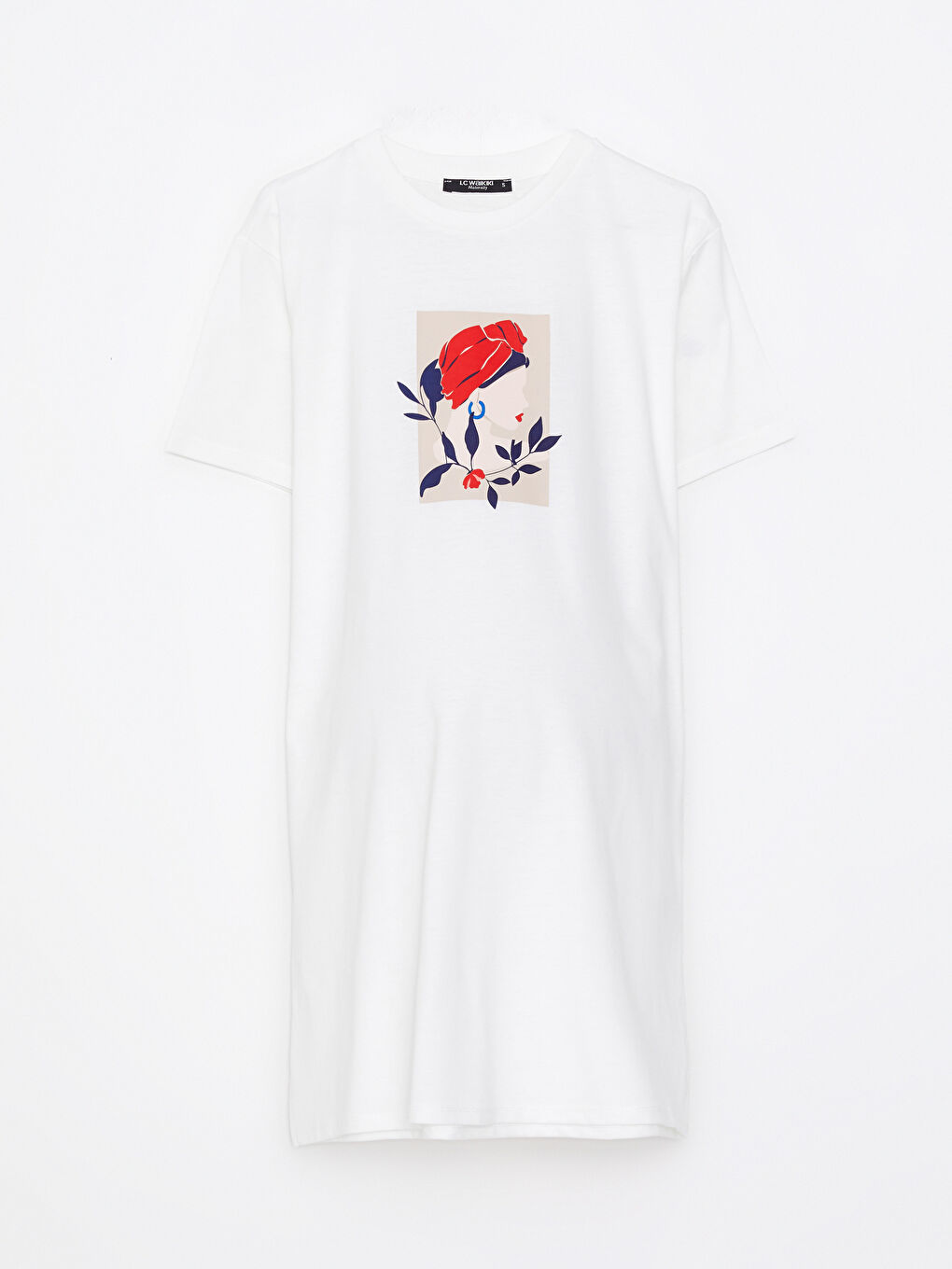 Crew Neck Printed Short Sleeve A-Line Maternity Tunic-5