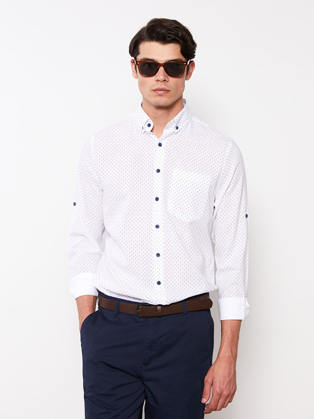Regular Fit Long Sleeve Poplin Men's Shirt