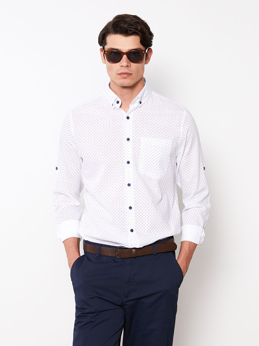 Regular Fit Long Sleeve Poplin Men's Shirt-1
