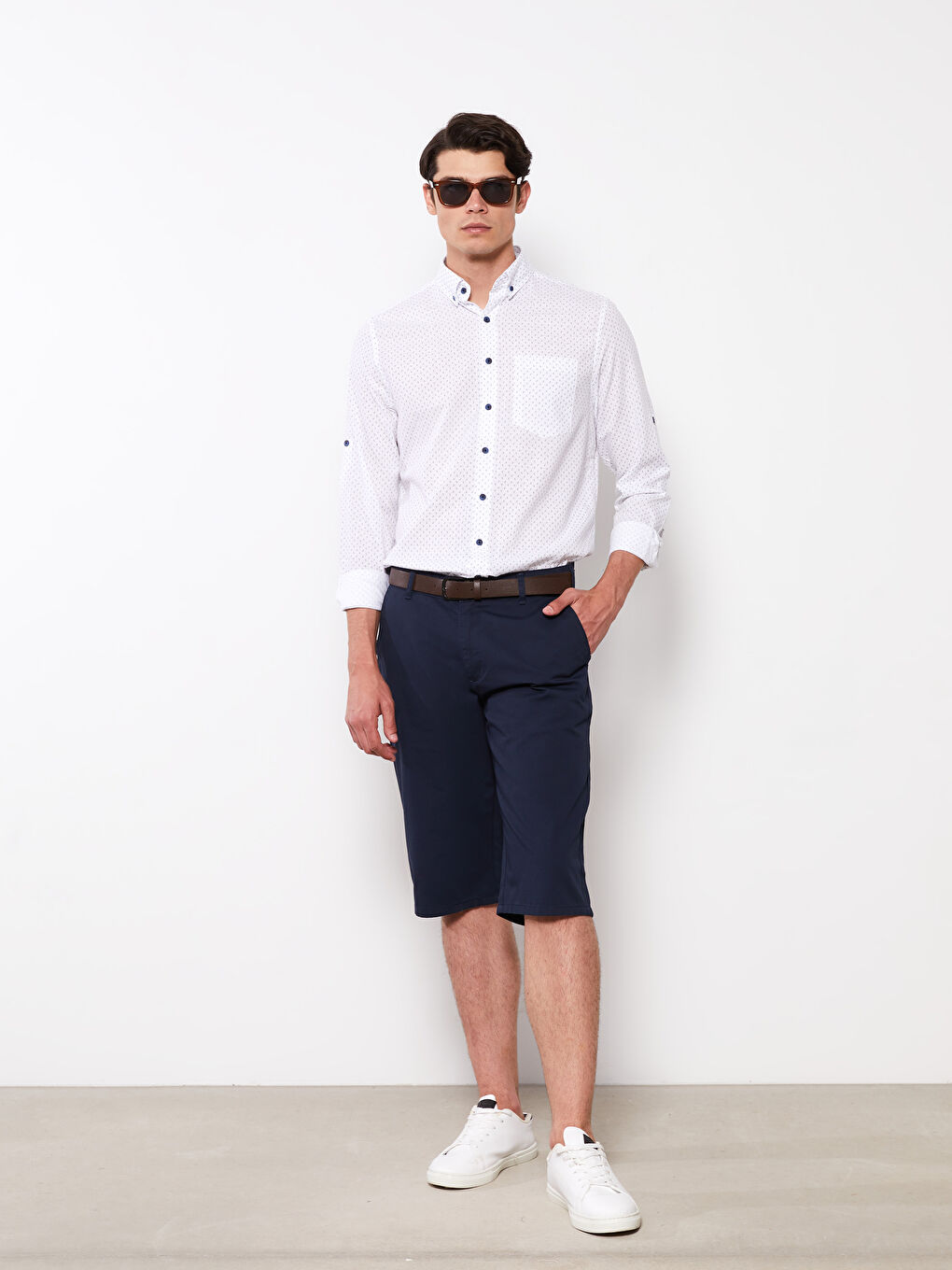 Regular Fit Long Sleeve Poplin Men's Shirt-2