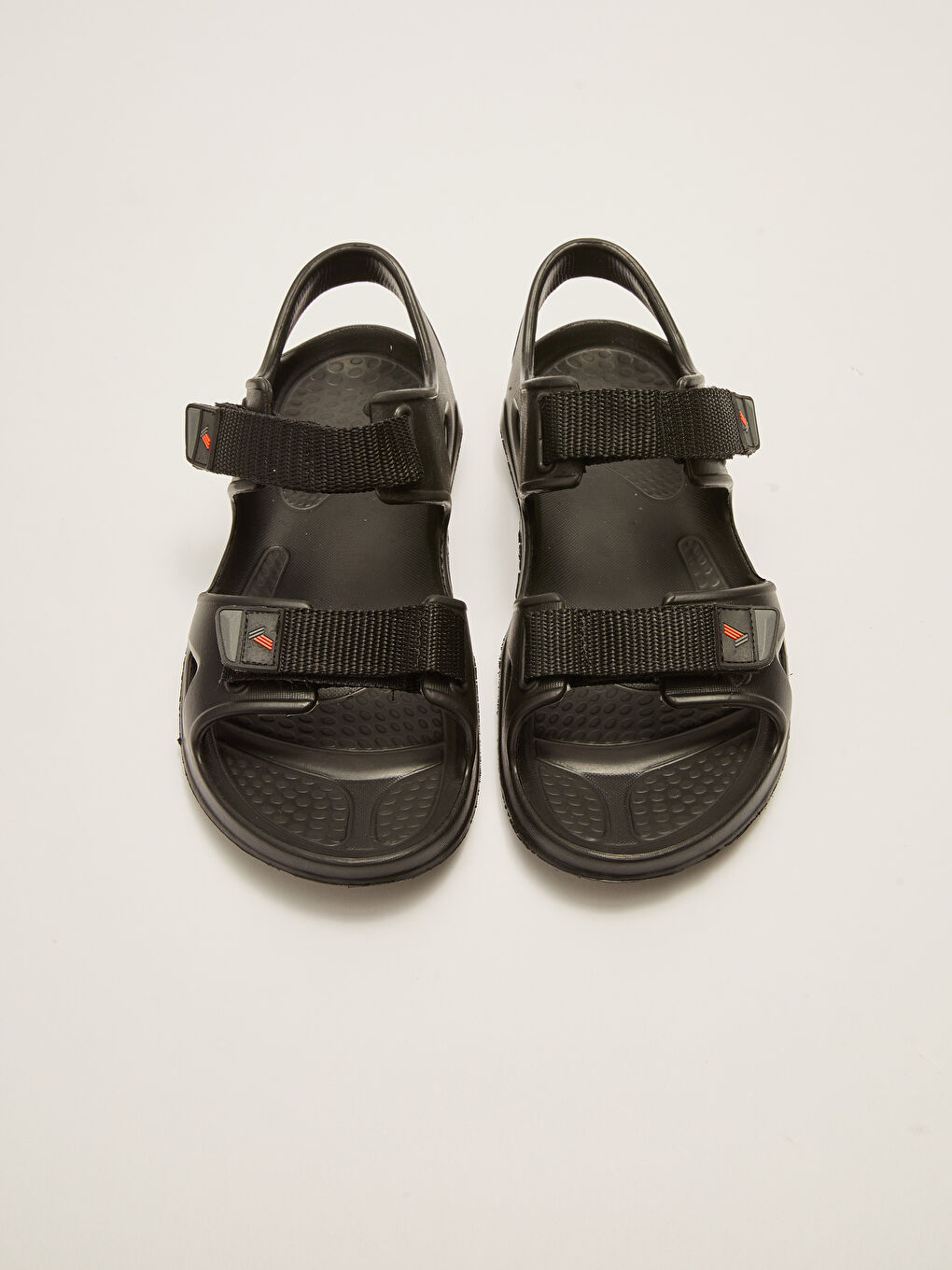 Siyah Deri Görünümlü Cırt Cırtlı Erkek Sandalet-2