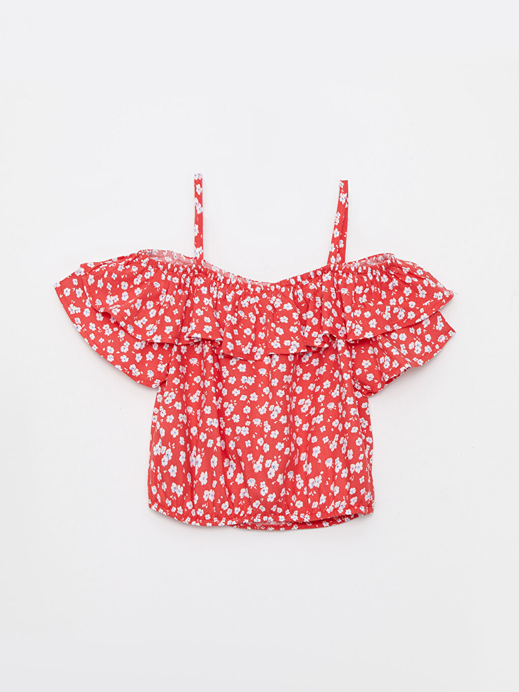 Блузка для девочек с вырезом лодочкой, принтом и короткими рукавами из вискозы-1