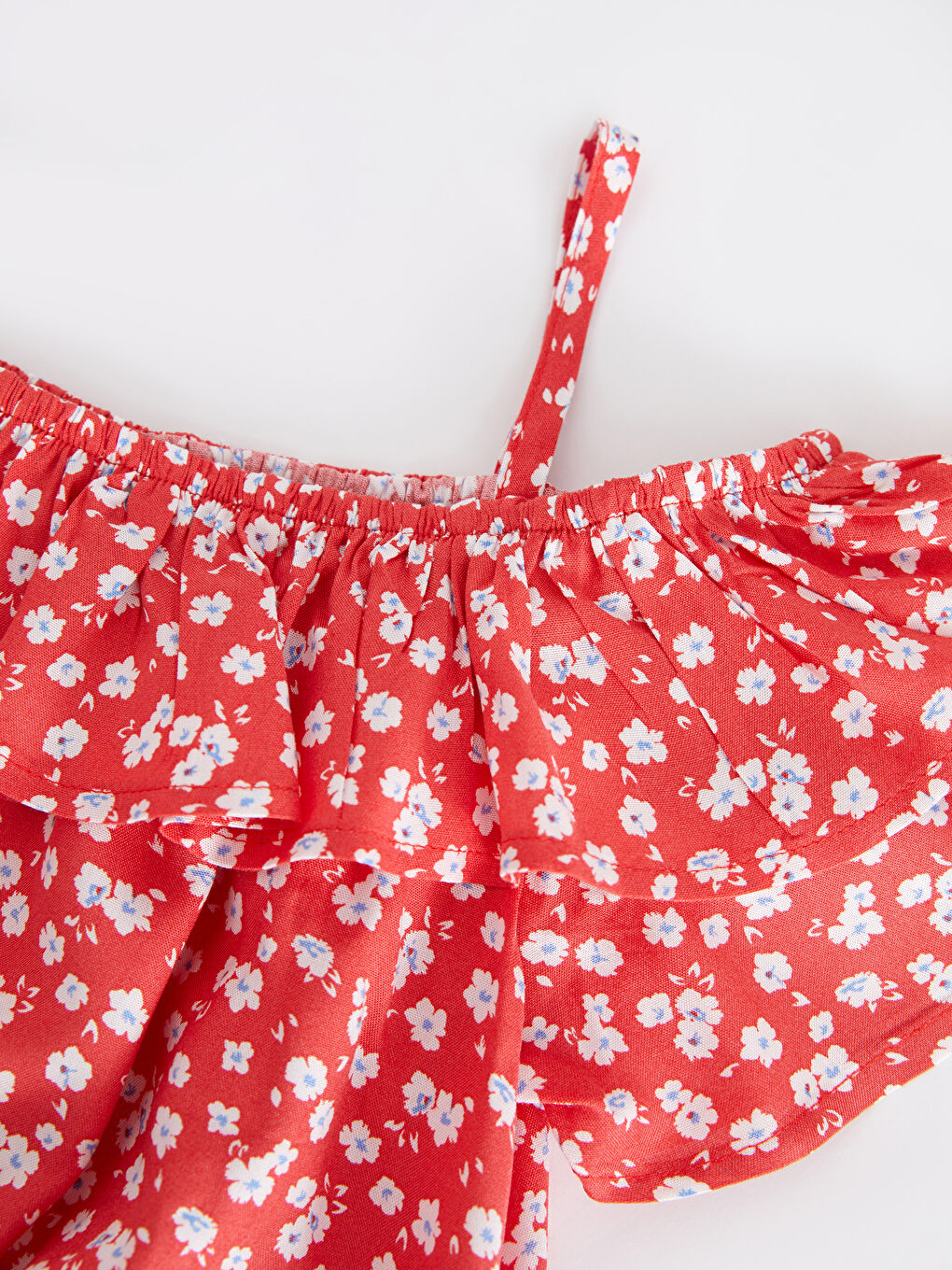 Блузка для девочек с вырезом лодочкой, принтом и короткими рукавами из вискозы-2