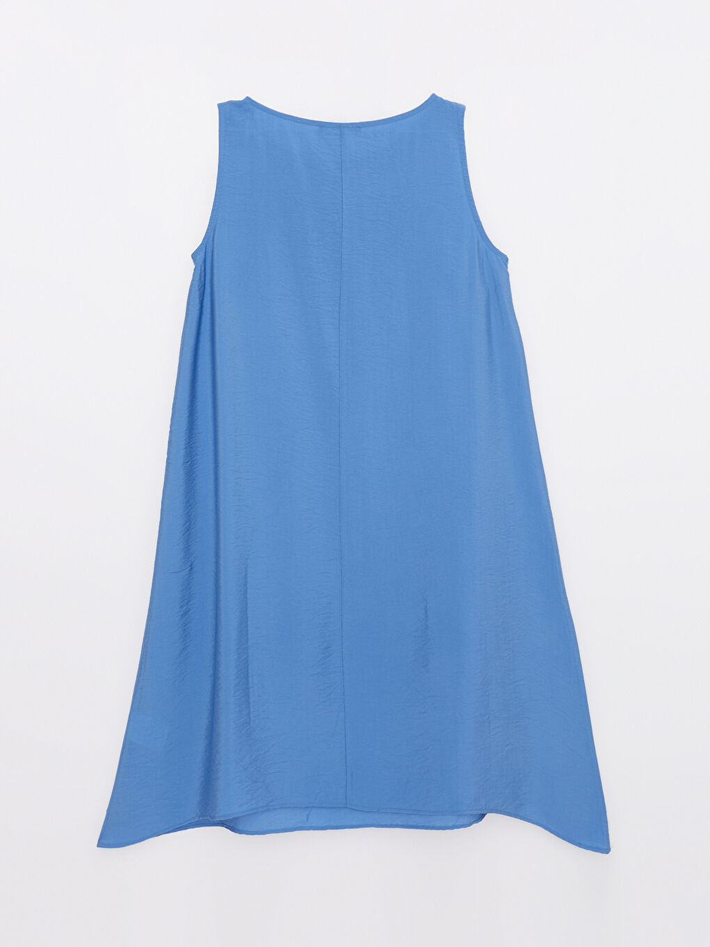 Mavi Bisiklet Yaka Düz Kolsuz A Kesim Kadın Elbise-6