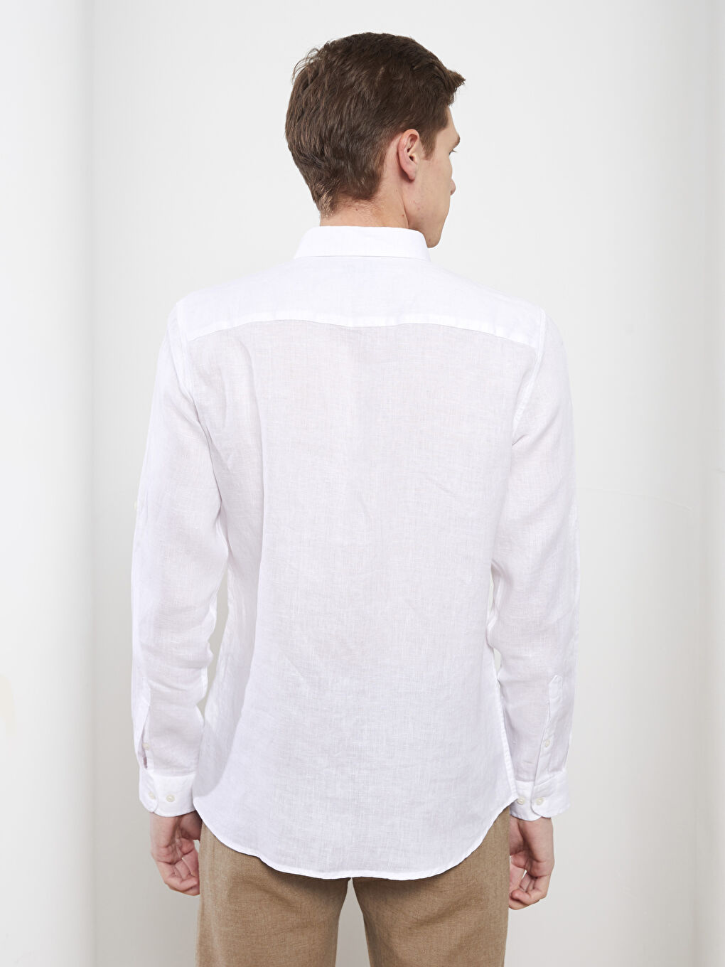 Beyaz Slim Fit Uzun Kollu Erkek Gömlek-4