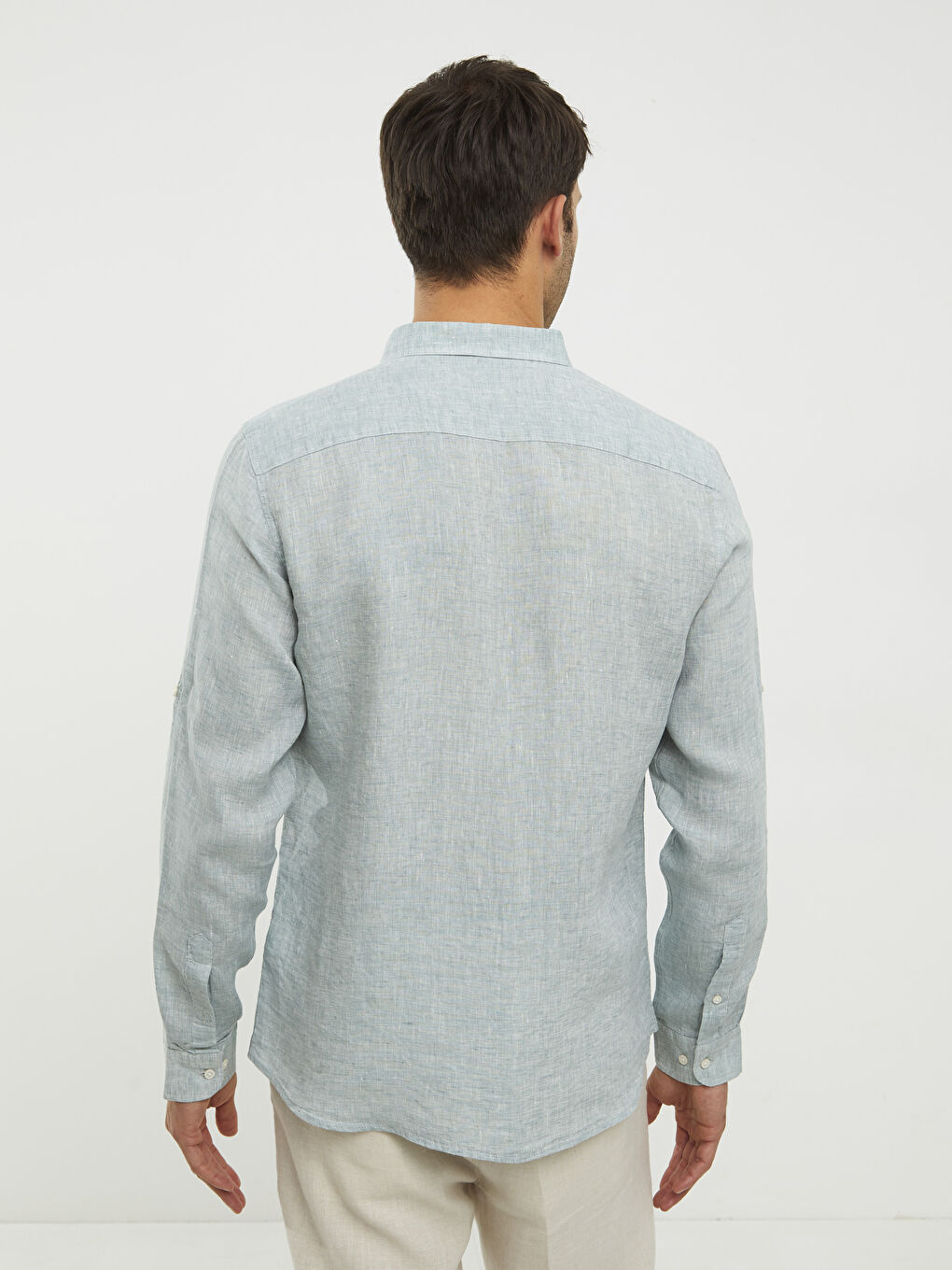 Yeşil Slim Fit Uzun Kollu Erkek Gömlek-4