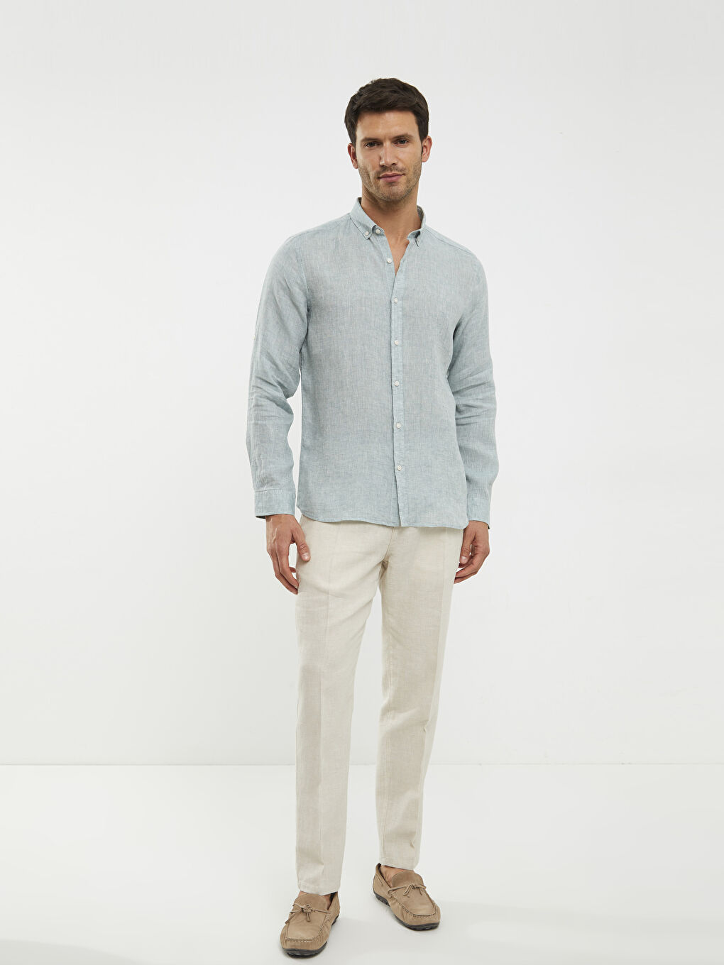 Yeşil Slim Fit Uzun Kollu Erkek Gömlek