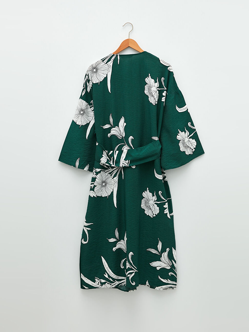 Shawl Collar Floral Tie Detail Women's Kimono-6