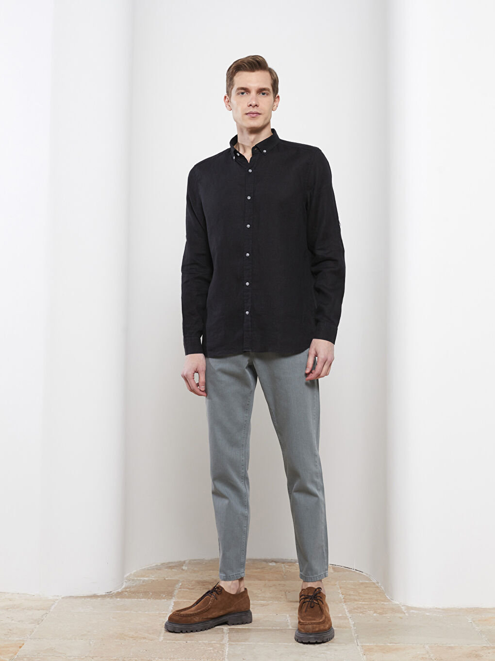 LCW Vision Siyah Slim Fit Uzun Kollu Erkek Gömlek