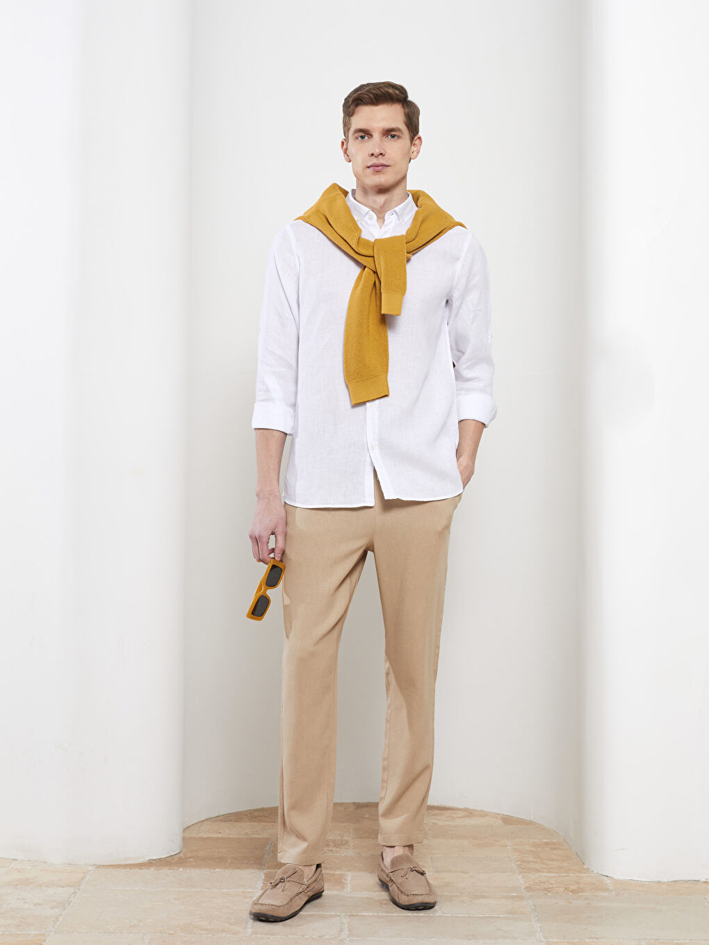 Beyaz Slim Fit Uzun Kollu Erkek Gömlek