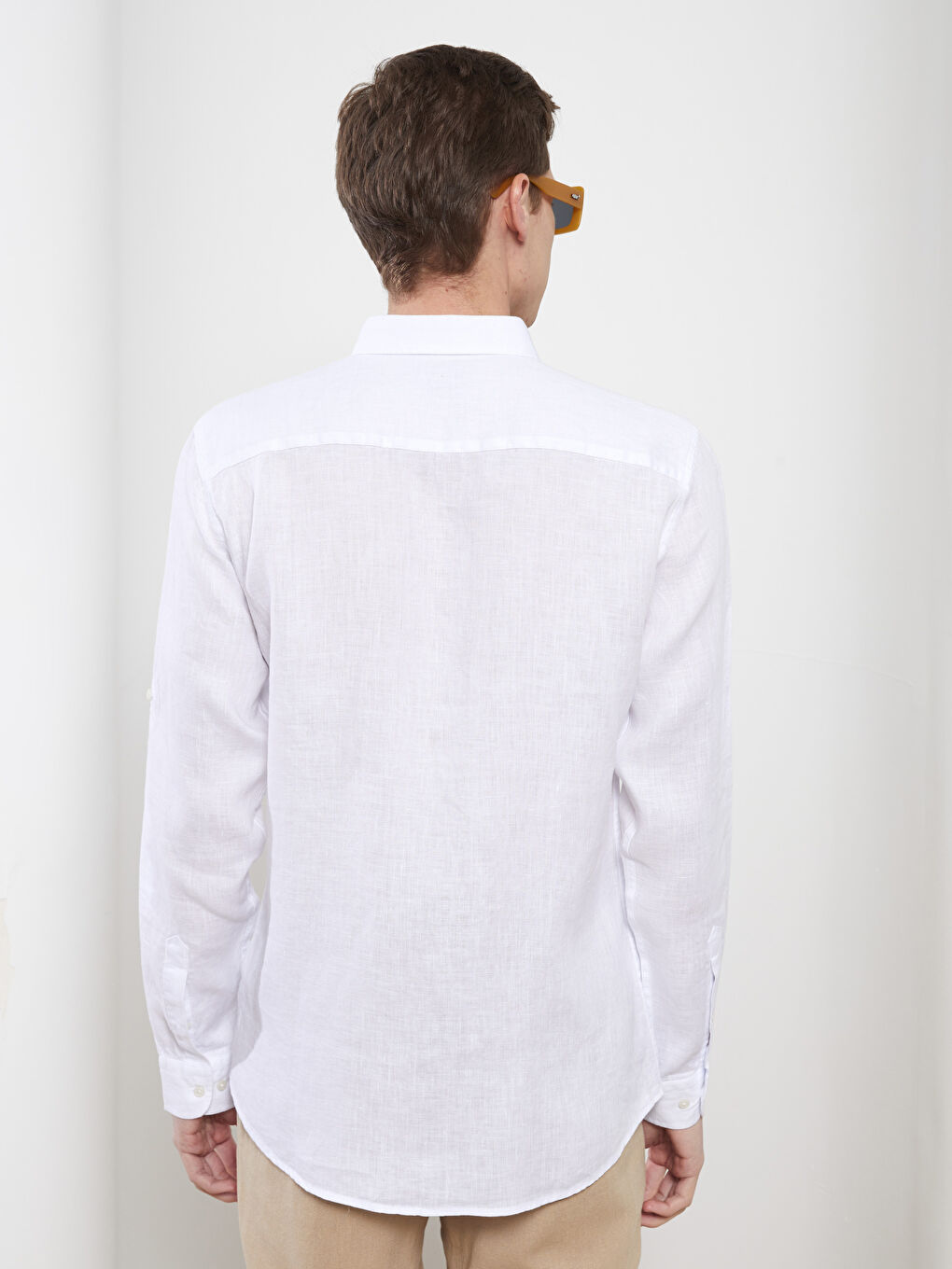 Beyaz Slim Fit Uzun Kollu Erkek Gömlek-4