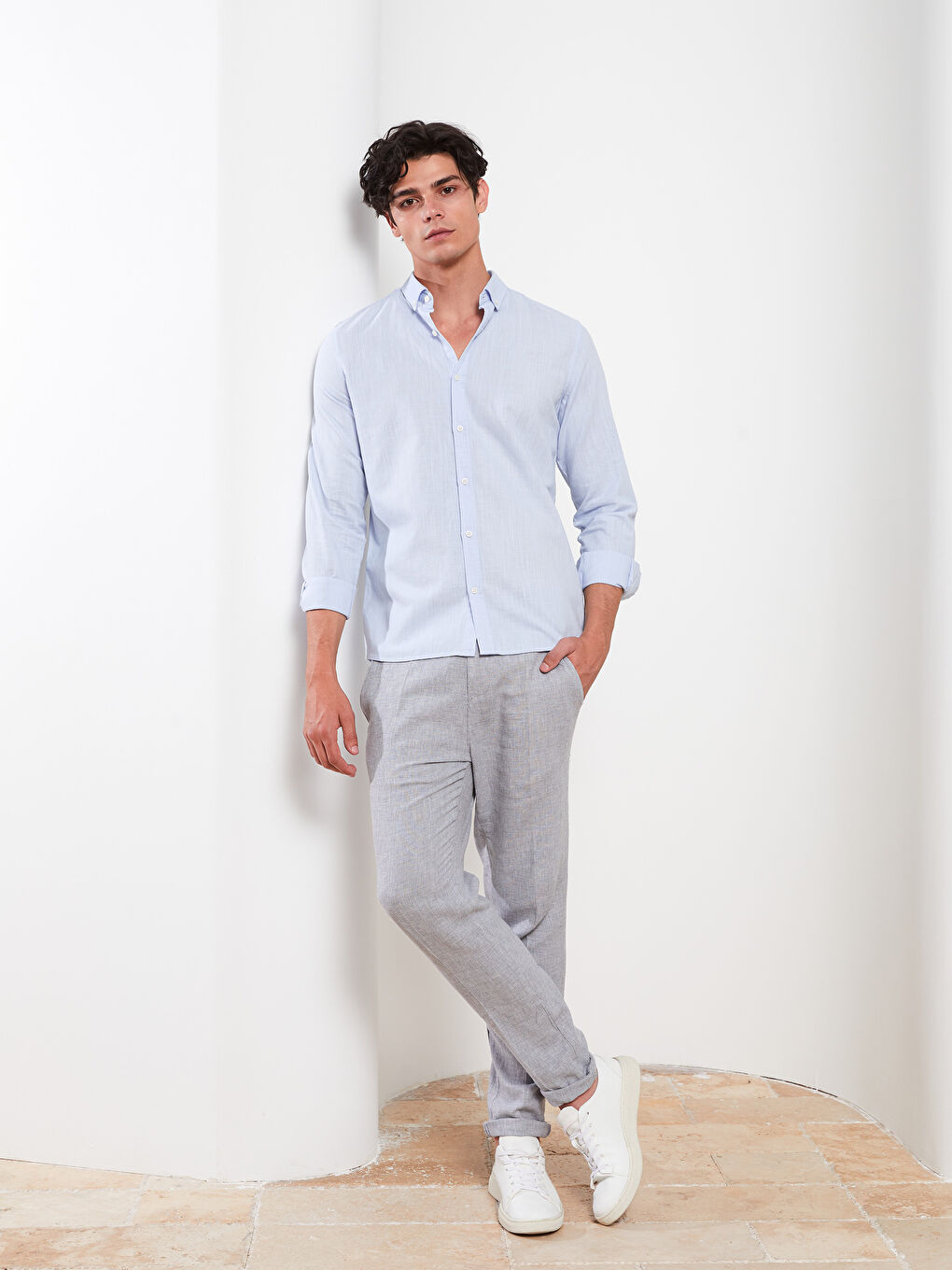 Slim Fit Long Sleeve Men's Shirt